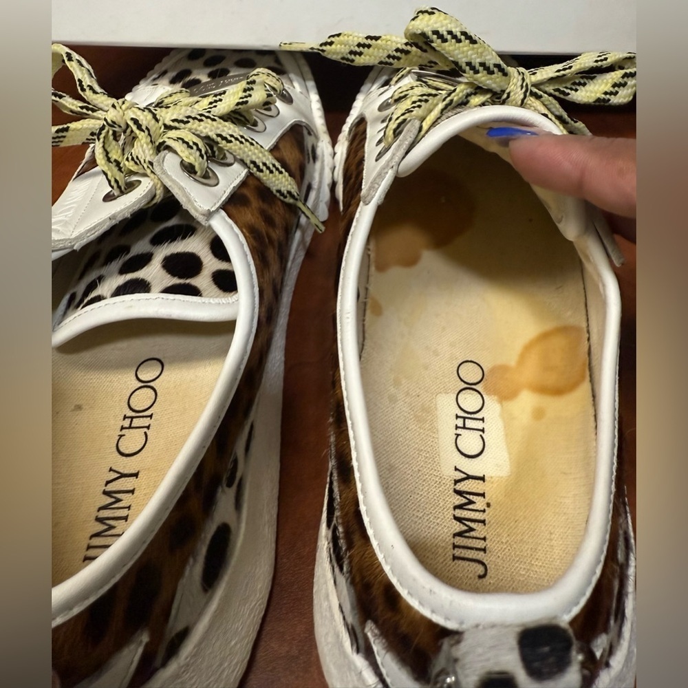 Jimmy Choo Brown and White Sneakers with Leopard Print - Picture 7 of 16
